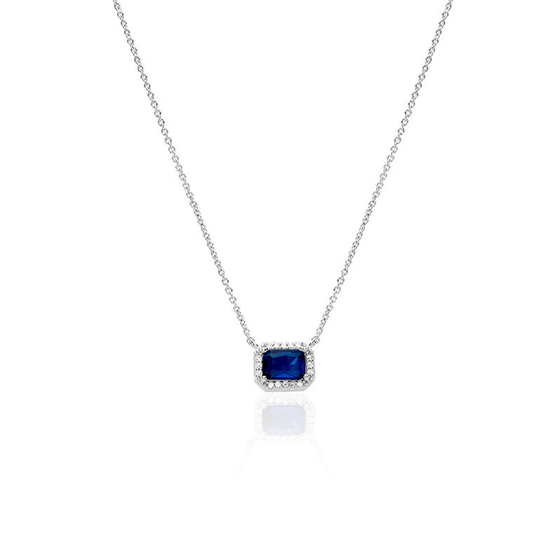 VELOURA Damen Collier Silber 925 Glas Blau 0,13 ct Rechteckig - Halsketten Damen | OROVIVO