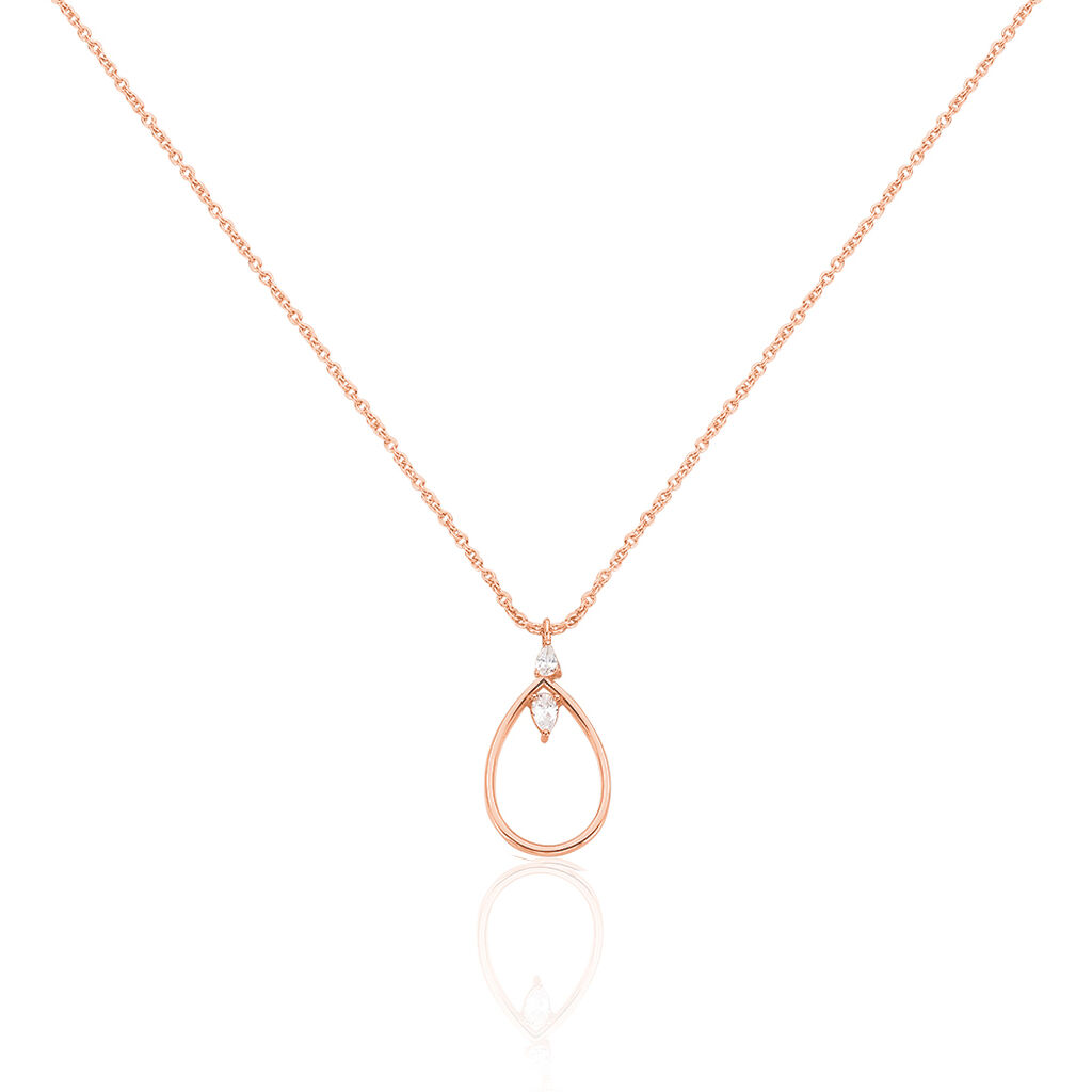 MARIE 2 Damen Collier Silber rosevergoldet 925 Zirkonia Weiß 0,060 ct Tropfen, Collier mit Stein