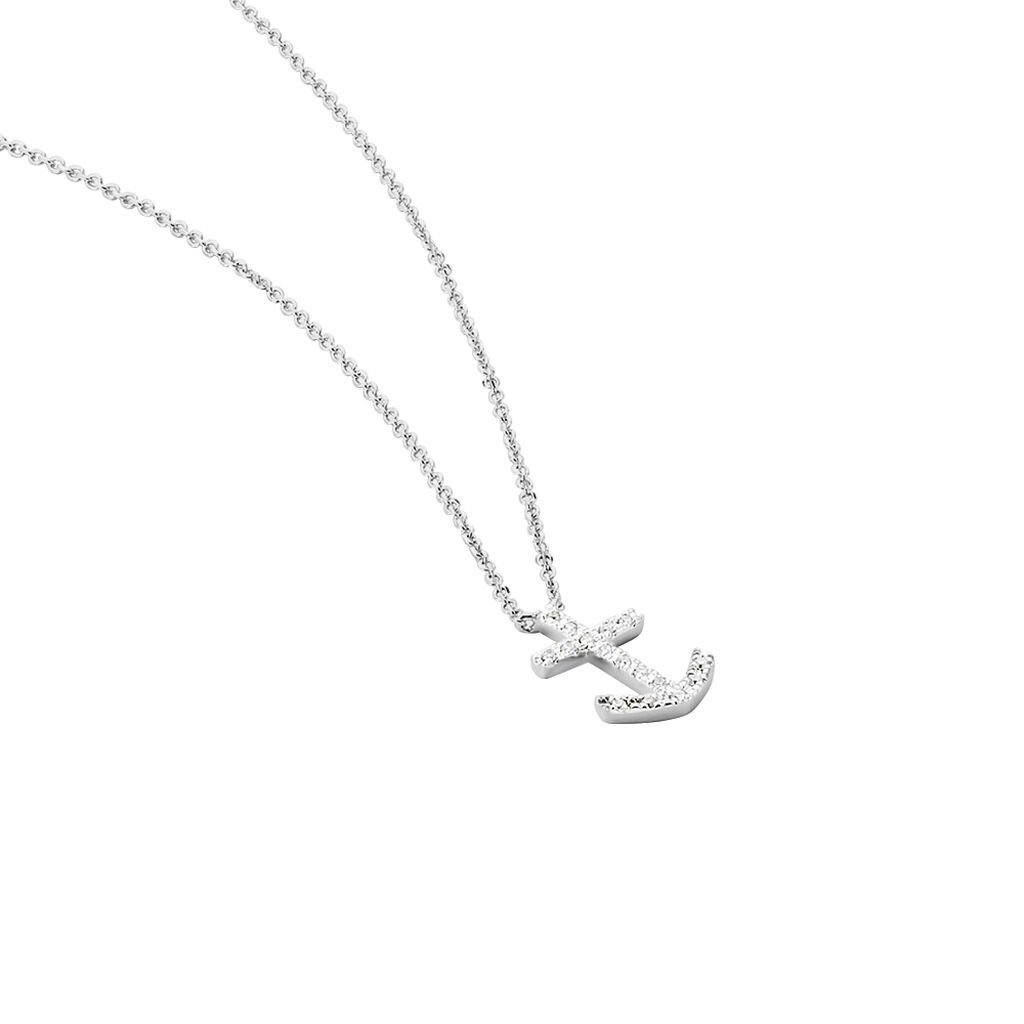 Collier Or Weiss Eloissia Ancre Diamants - Spannringe Damen | OROVIVO