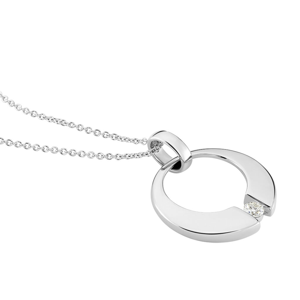 Damen Collier Weißgold 375 Diamant 0,08ct Kreis Valencia - Halsketten Damen | OROVIVO