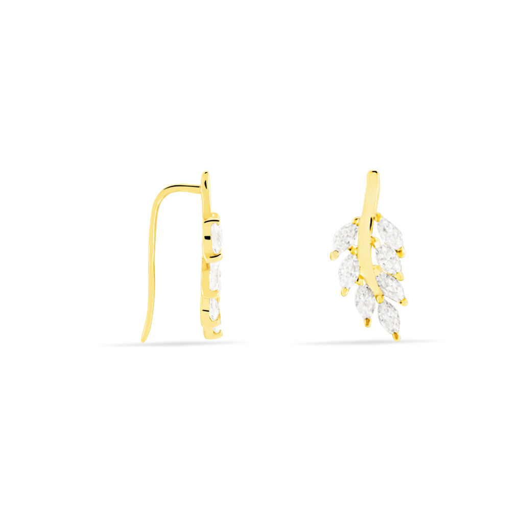 HINNA Damen Ohrstecker Gold 375 (9 Karat) Zirkonia Wei&szlig; 1,75 ct Blatt