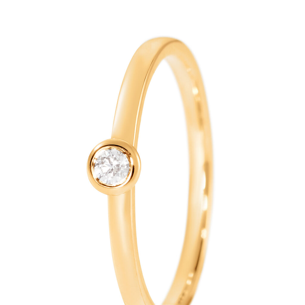 ESTELLE Damen Ring Gold 585 (14 Karat) Diamant Weiß 0,05 ct B 1,5 mm - Ringe mit Stein Damen | OROVIVO