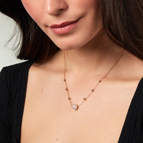 Lorde Damen Collier Silber vergoldet 925 Zuchtperle Wei&szlig; - Halsketten  | OROVIVO