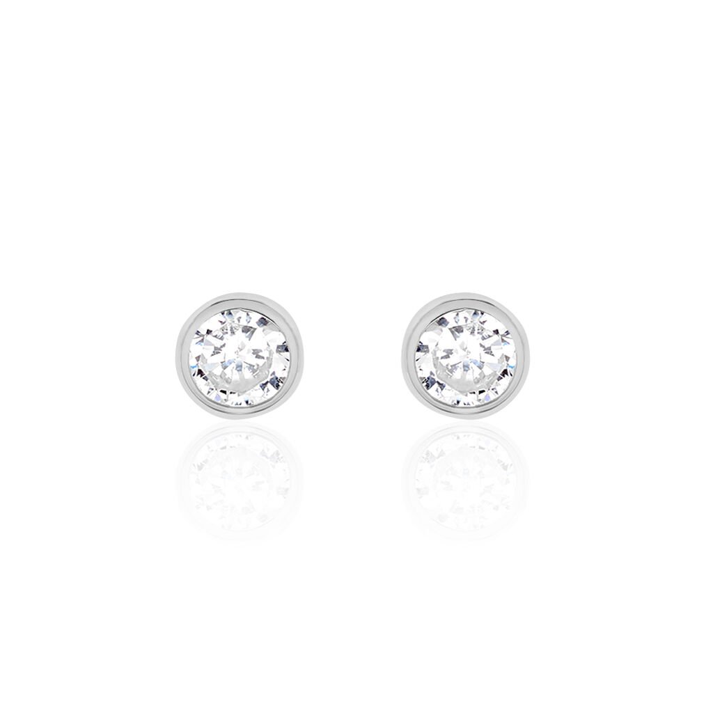 Damen Ohrstecker Weißgold 375 Zirkonia Kreis Zarge  - Sommerschmuck Damen | OROVIVO