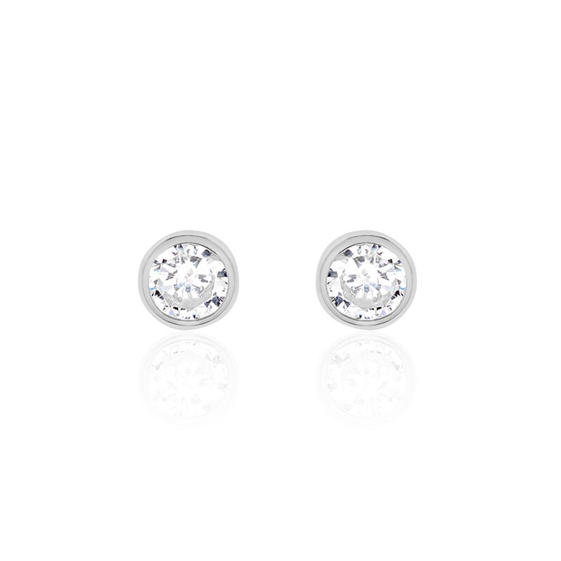 Damen Ohrstecker Weißgold 375 Zirkonia Kreis Zarge  - Sommerschmuck Damen | OROVIVO