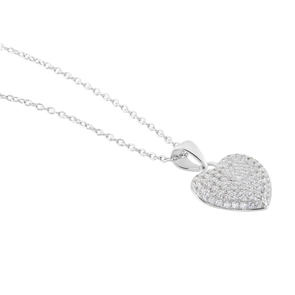 Damen Collier Silber Silber 925 Zirkonia Wei&szlig; Herz