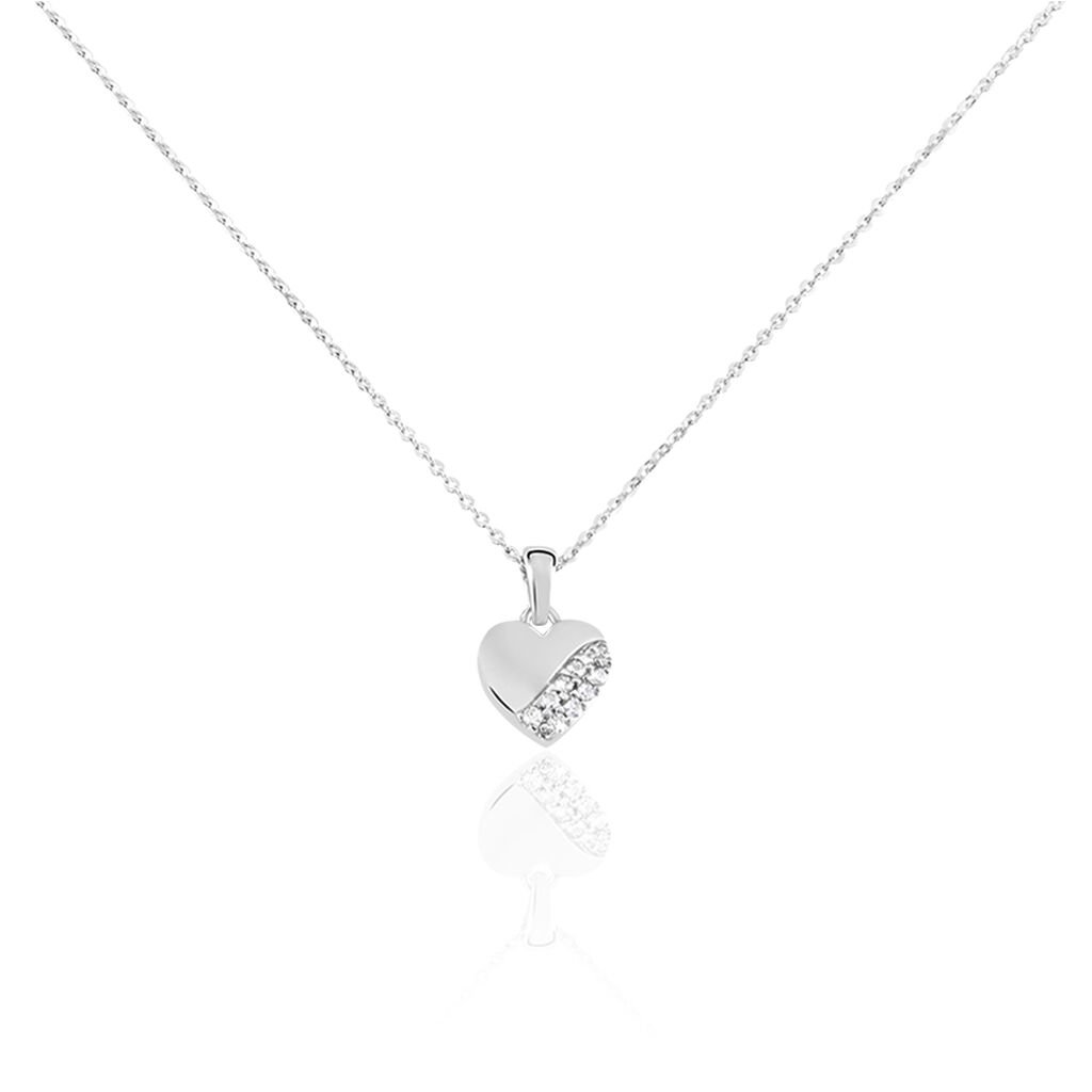 JESSIKKA Kinder Collier Silber 925 Zirkonia Weiß Herz, Collier mit Stein