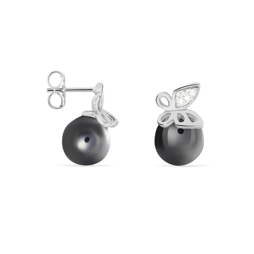 Boucles D'oreilles Puces Jessica Argent Céramique Et Oxyde - Spannringe Damen | OROVIVO
