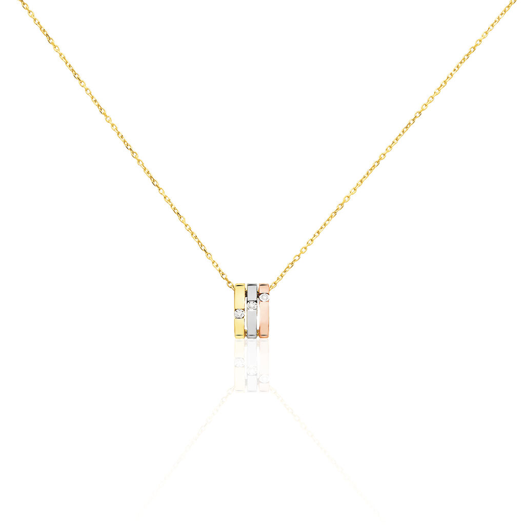 Damen Halskette Gold 375 Tricolor Diamanten 0,03ct - Halsketten Damen | OROVIVO