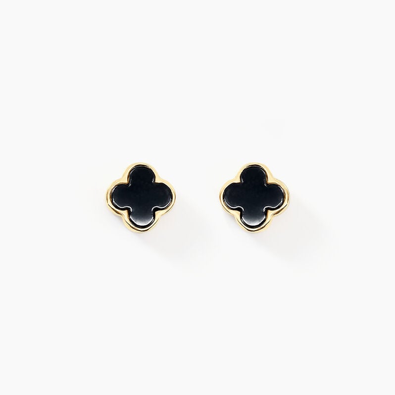 Boucles D'oreilles Puces Stellya Or Jaune Onyx - Spannringe Damen | OROVIVO