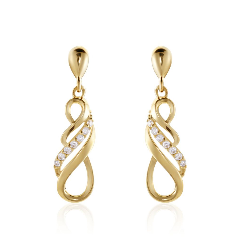 Damen Ohrringe Lang Gold 375 Zirkonia  - Ohrringe mit Stein Damen | OROVIVO