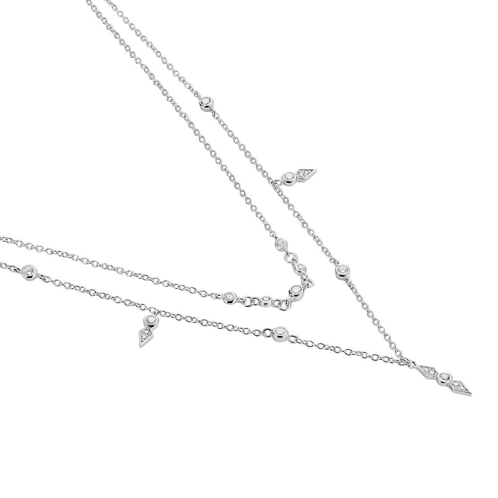 JULIA 2 Damen Collier Silber 925 Zirkonia Wei&szlig; 0,13 ct