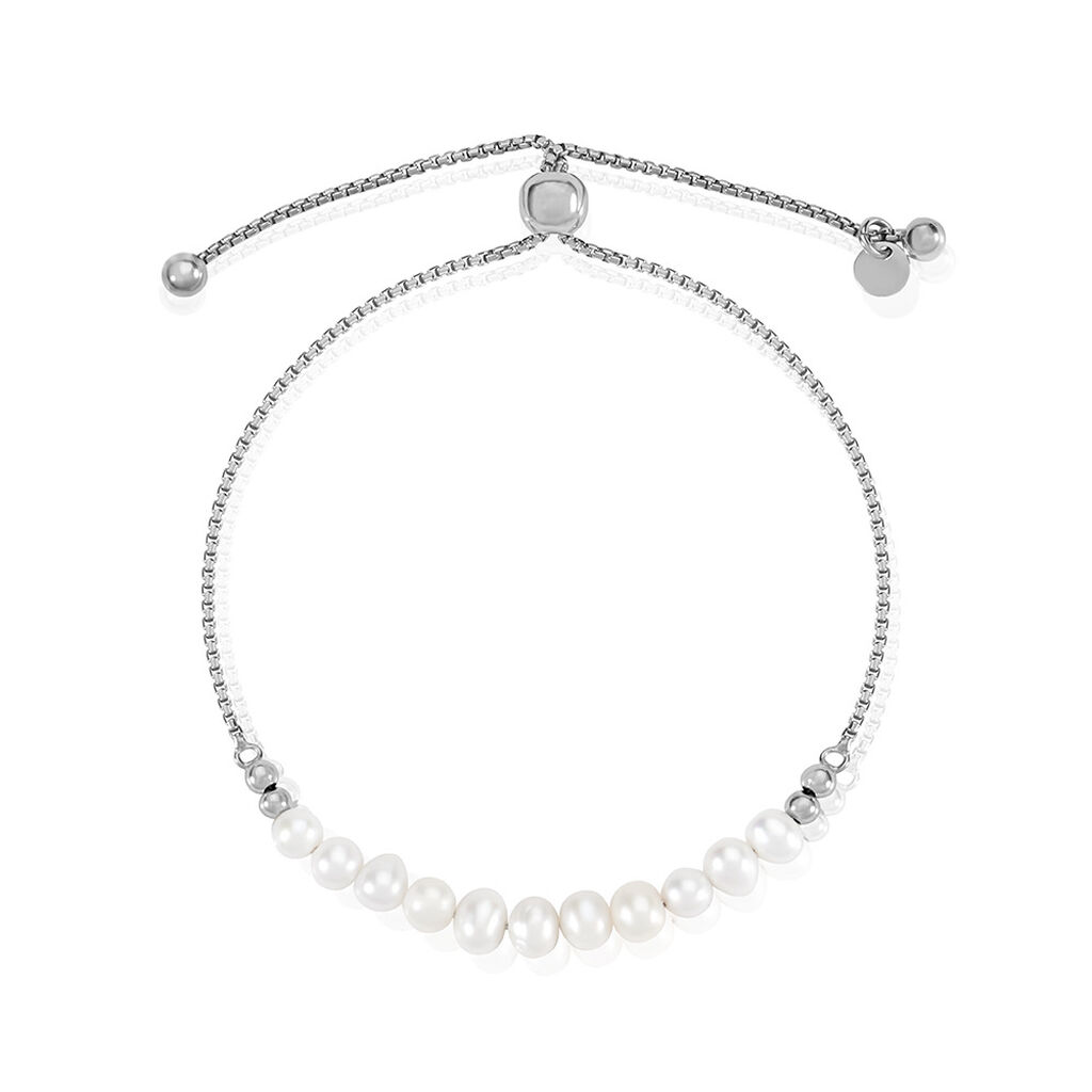 Damen Armband Silber Silber 925 Rund Weiß Boules 2,4cm 15mm - Armbänder Damen | OROVIVO