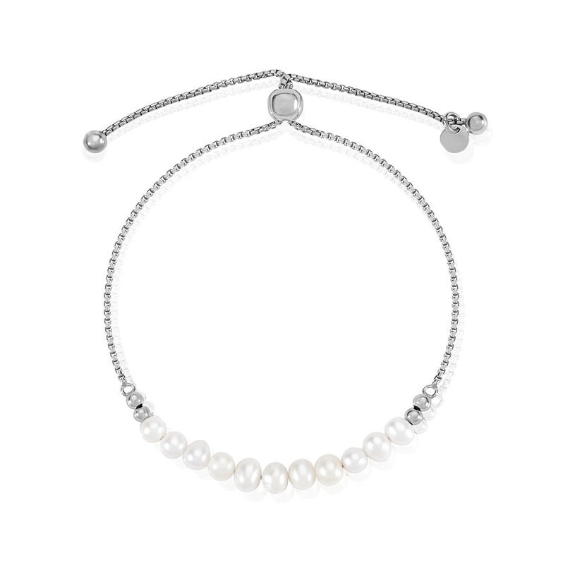 Damen Armband Silber Silber 925 Rund Weiß Boules 2,4cm 15mm - Armbänder Damen | OROVIVO