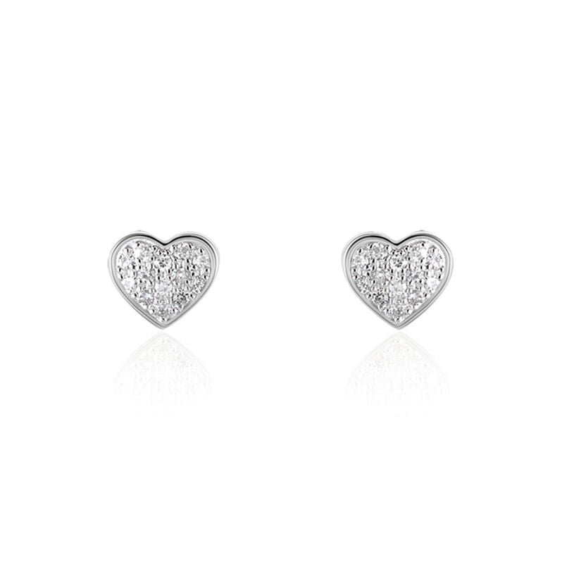 ABA Damen Ohrstecker Wei&szlig;gold 375 (9 Karat) Diamant Wei&szlig; 0,06 ct Herz - Ohrstecker Damen | OROVIVO