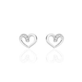 Ohrstecker Silber 925 Zirkonia Herz - Ohrstecker Familie | OROVIVO