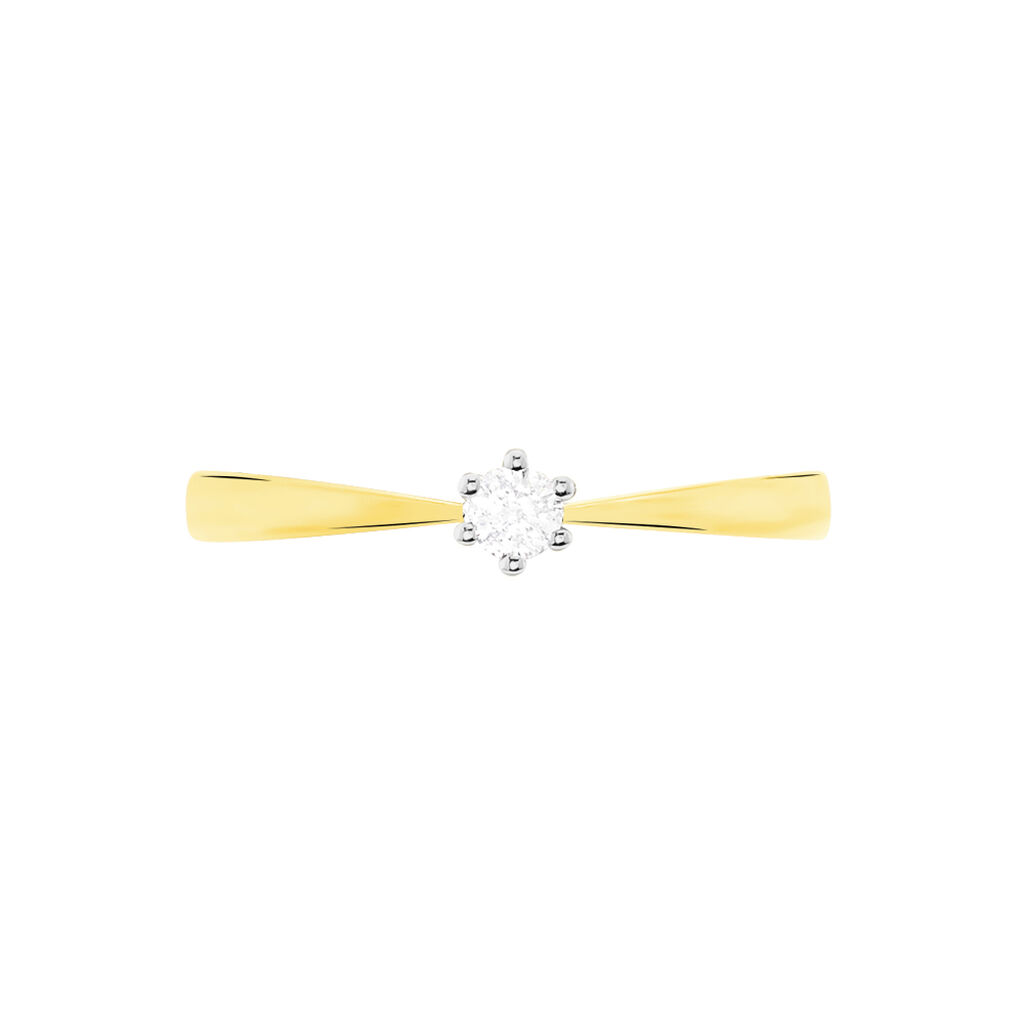 Solitärring Gold 375 Bicolor Diamant 0,10ct - Ringe mit Edelsteinen Damen | OROVIVO