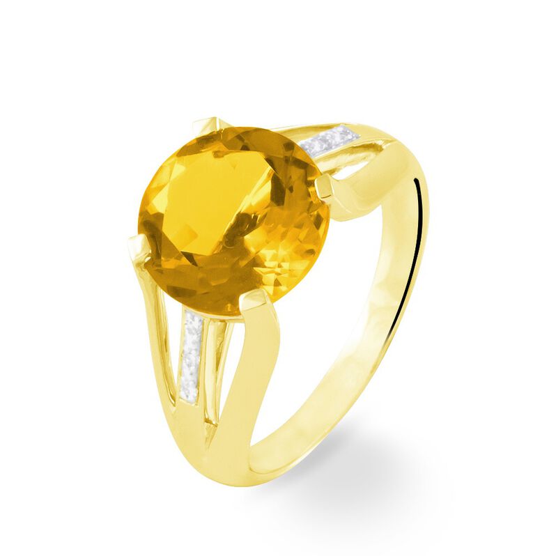Bague Cecile Or Jaune Quartz Et Diamant - Spannringe Damen | OROVIVO