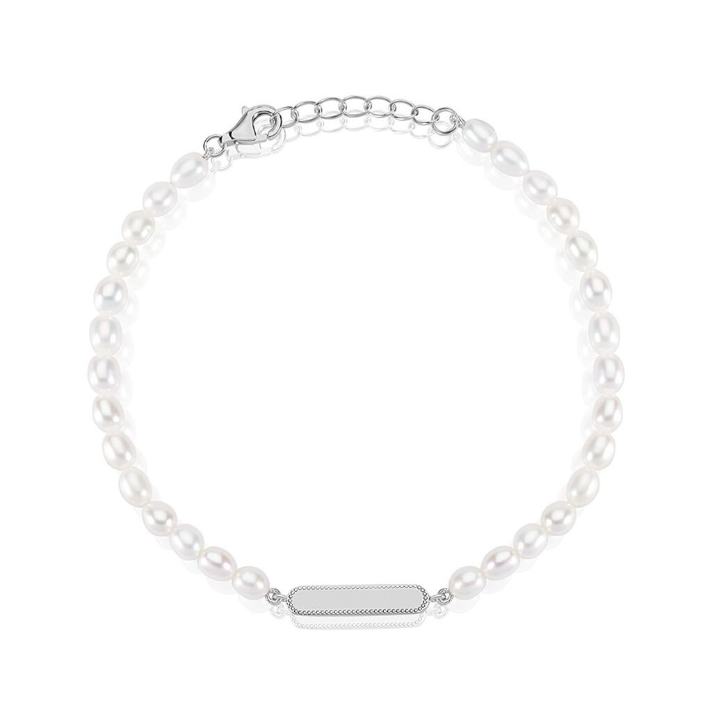 Joy Unisex Armband Silber 925 Zuchtperle Weiß 21 ct Oval, Armband mit Stein