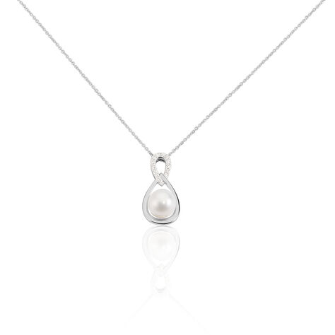 Damen Halskette Weißgold 375 Zuchtperle Diamanten - Halsketten Damen | OROVIVO