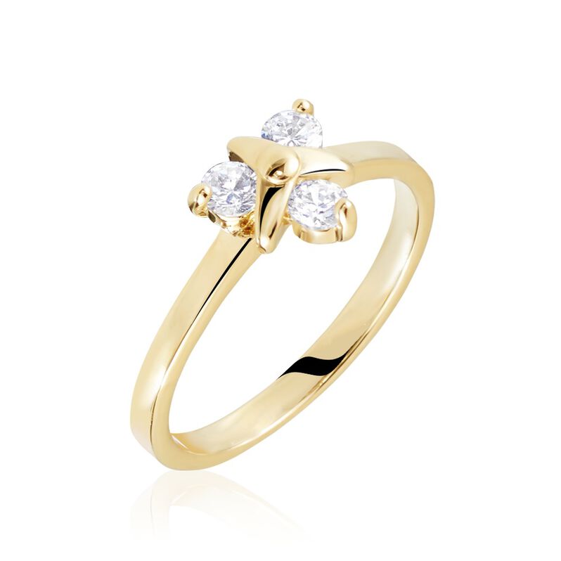 Bague Plaqué Or Jacinth Fleur Oxyde De Zirconium - Spannringe Damen | OROVIVO