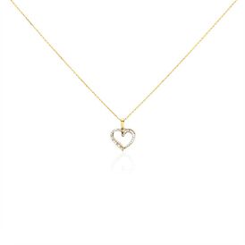Damen Halskette Gold 375 Diamanten 0,03ct Herz Chic - Herzketten Damen | OROVIVO
