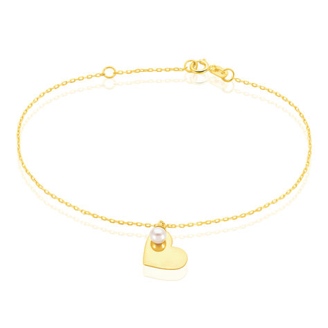 Armband Gold 375 Zuchtperle Herz - Armbänder mit Anhänger Damen | OROVIVO
