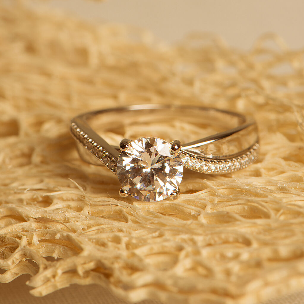 Damen Ring Silber 925 Zirkonia Wei&szlig; 2,020 ct B 1,6 mm