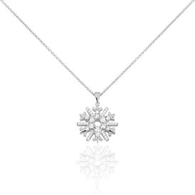 Damen Halskette Silber 925 Zirkonia Schneeflocke - Ketten mit Anhänger Damen | OROVIVO
