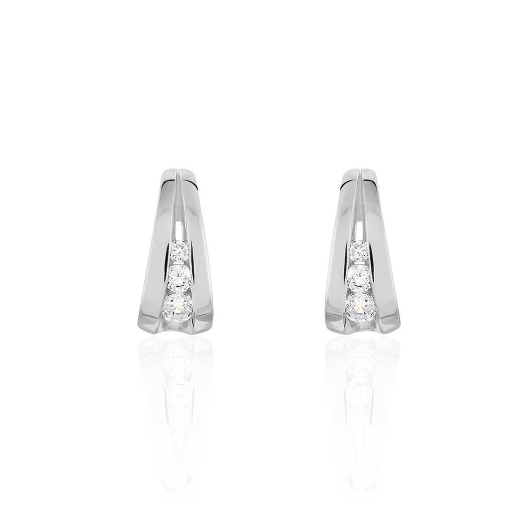 Damen Creolen Silber 925 Zirkonia Viereck 15,00mm  - Creolen Damen | OROVIVO