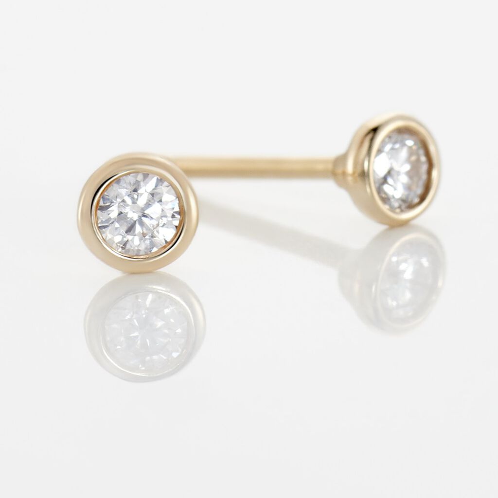 Delicate Damen Ohrstecker Gold 375 (9 Karat) Diamant Wei&szlig; 0,15 ct