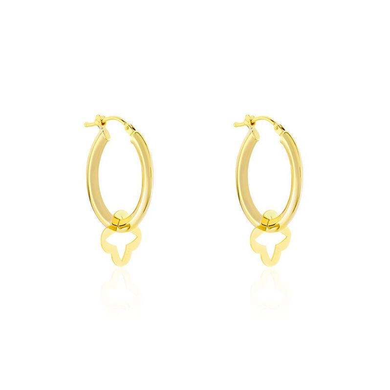 Damen Creolen mit Anhänger Gold 375 Kleeblatt Rinka  - Creolen Damen | OROVIVO