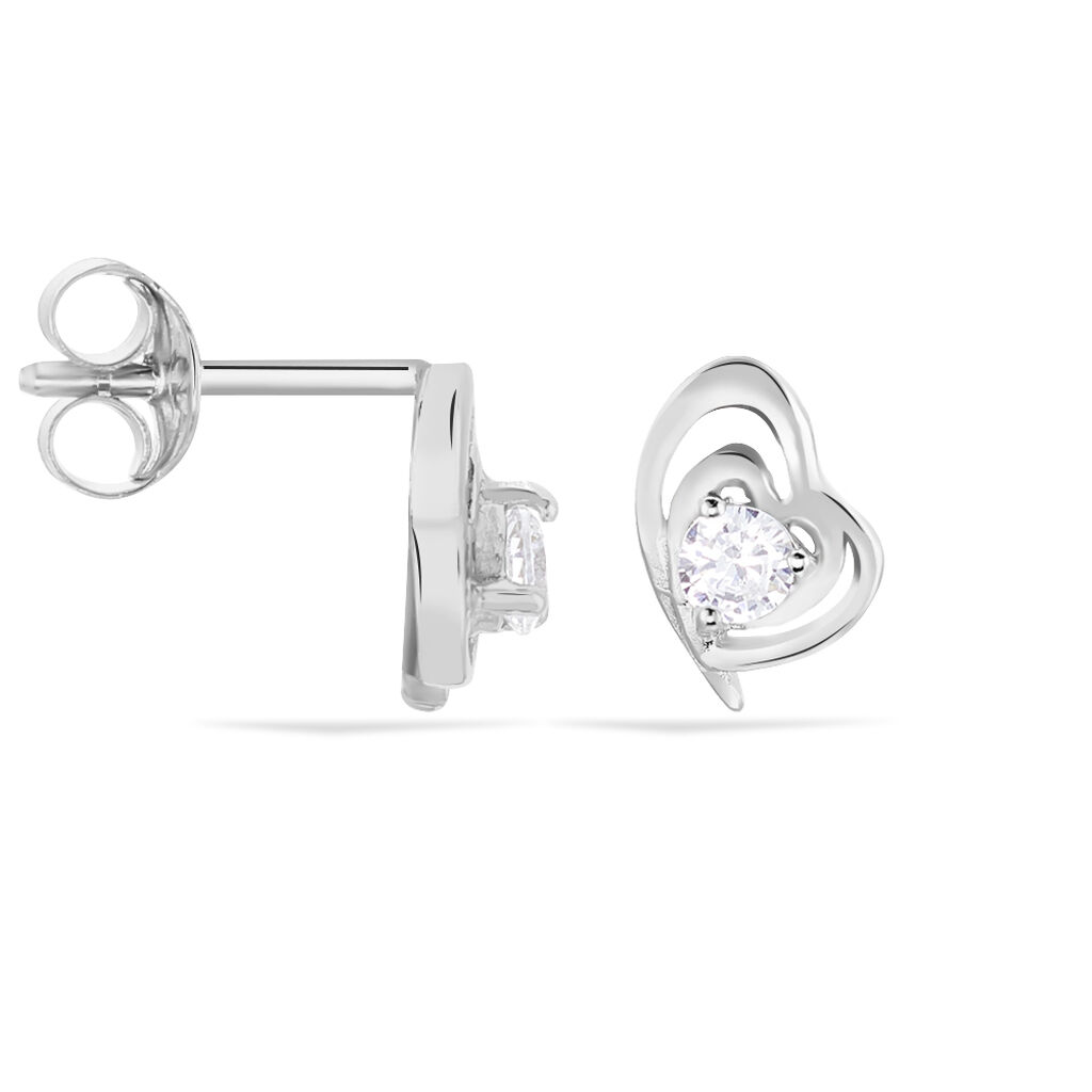 Damen Ohrstecker Silber 925 Zirkonia Herz - Ohrstecker Damen | OROVIVO