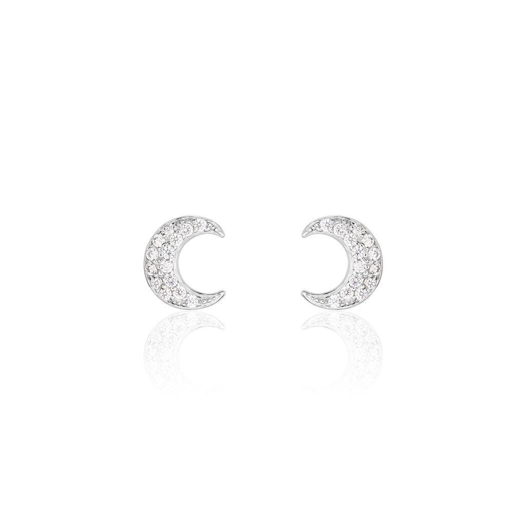 🦚 Damen Ohrstecker Silber 925 Zirkonia Mond, Ohrstecker mit Stein