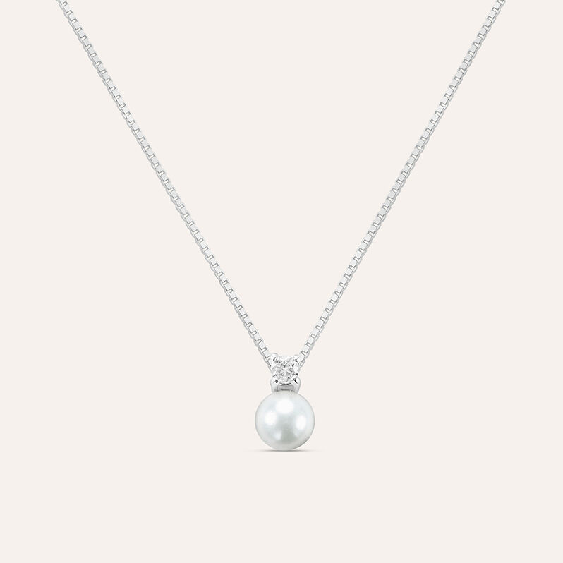 Collana Silver Pearls Argento Rodiato Perla sintentica Cubic Zirconia - Spannringe Damen | OROVIVO