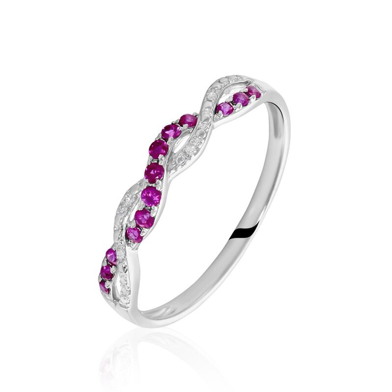 Bague Sofia Or Blanc Rubis Et Diamant - Spannringe Damen | OROVIVO