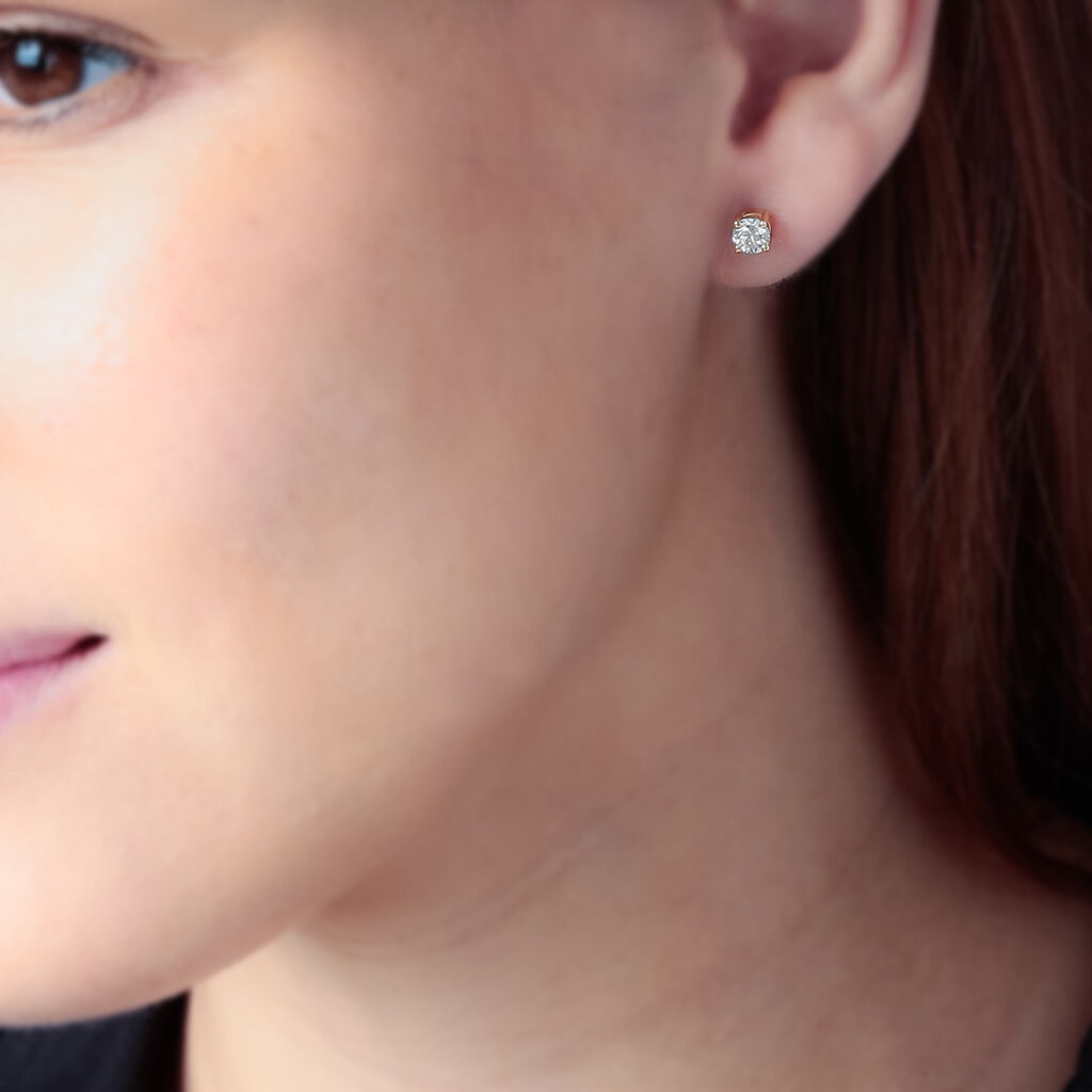Boucles D'oreilles Puces Tessah Or Jaune Diamant - Spannringe Damen | OROVIVO