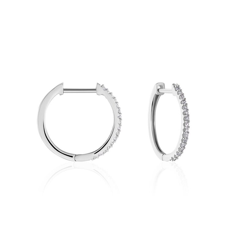 Damen Creolen Weißgold 375 Diamant 0,12ct Aryanna 15,00mm 0,95mm  - Creolen Damen | OROVIVO