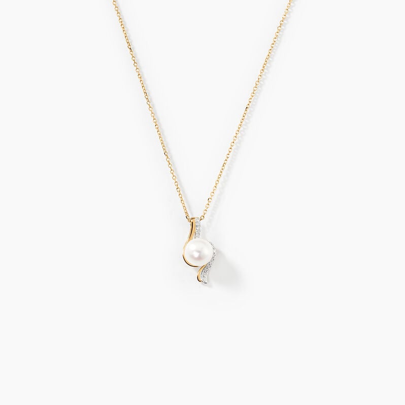 Collier Grazilla Or Bicolore Perle De Culture Et Diamant - Spannringe Damen | OROVIVO