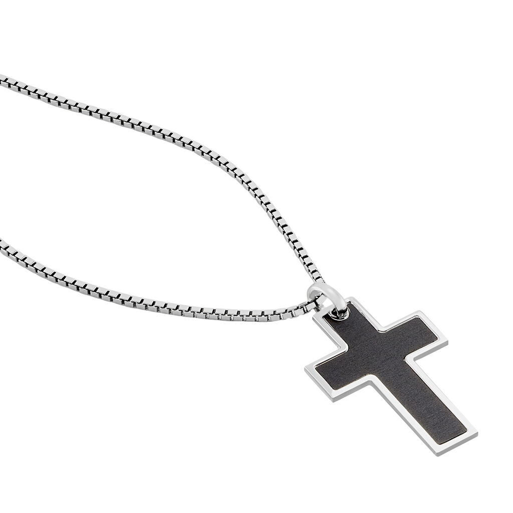KREUZ S Herren Collier Silber Bicolor 925 Religi&ouml;ses Kreuz