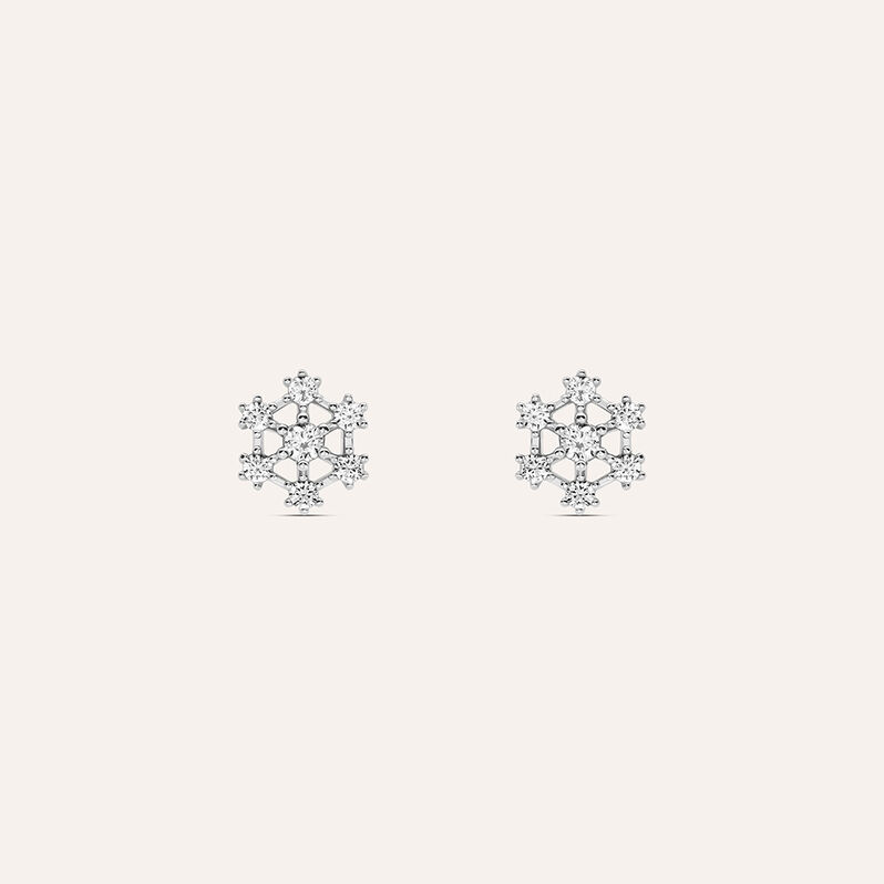 Orecchini Lobo Bon Ton Oro Bianco Cubic Zirconia - Spannringe Damen | OROVIVO