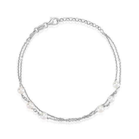 Arielle 2 Damen Armband Silber Silber 925 Zuchtperle Weiß 3,48 ct B 1,3 mm - Armbänder Damen | OROVIVO