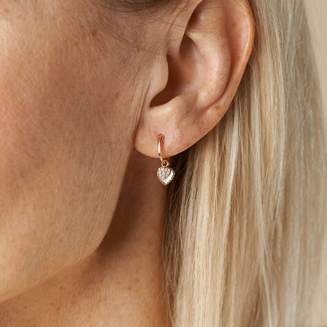 Damen Creolen Rosegold 375 Zirkonia Herz Rhea 18,00mm  - Creolen  | OROVIVO