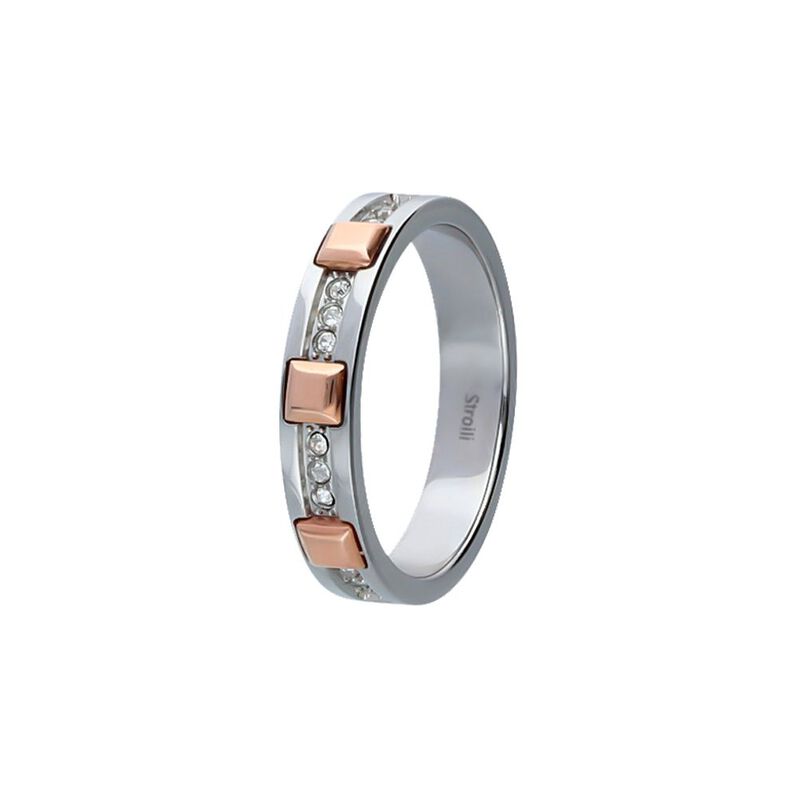 Anello in acciaio e strass con dettagli oro rosa - Spannringe Damen | OROVIVO