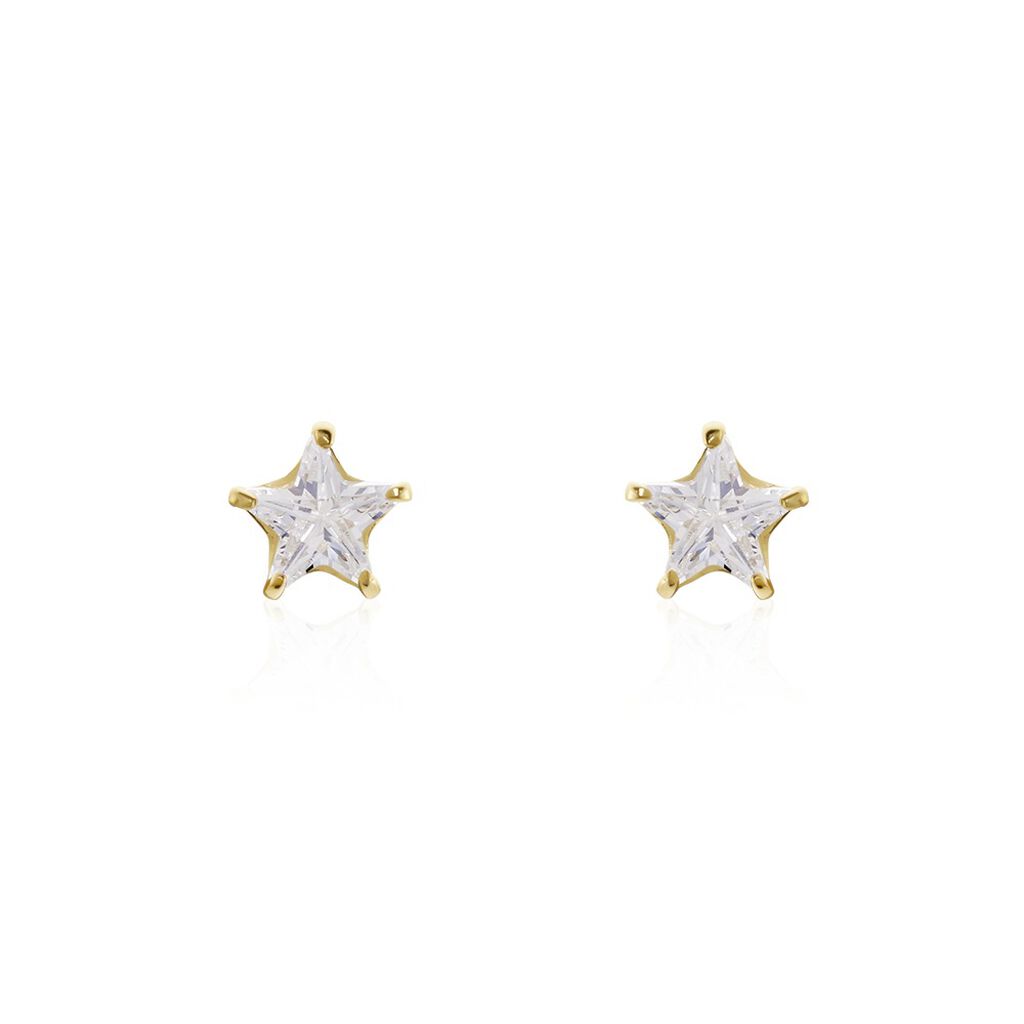Damen Ohrstecker Gold 375 (9 Karat) Zirkonia Wei&szlig; 1,38 ct Stern