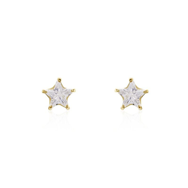 Damen Ohrstecker Gold 375 (9 Karat) Zirkonia Wei&szlig; 1,38 ct Stern - Ohrstecker Damen | OROVIVO