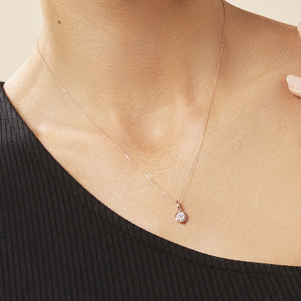 Damen Collier Rosegold 750 Diamant 0,18ct Kreis Shine - Halsketten Damen | OROVIVO