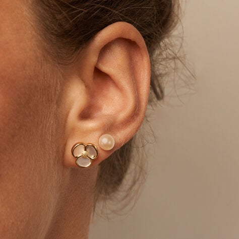 BLUME Damen Ohrstecker Gold 375 (9 Karat) Perlmutt Perlmutt 0,25 ct Blume - Ohrstecker Damen | OROVIVO
