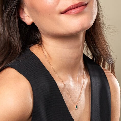 GENEVIEVE Damen Collier Vergoldet Zirkonia Grün Tropfen - Halsketten Damen | OROVIVO