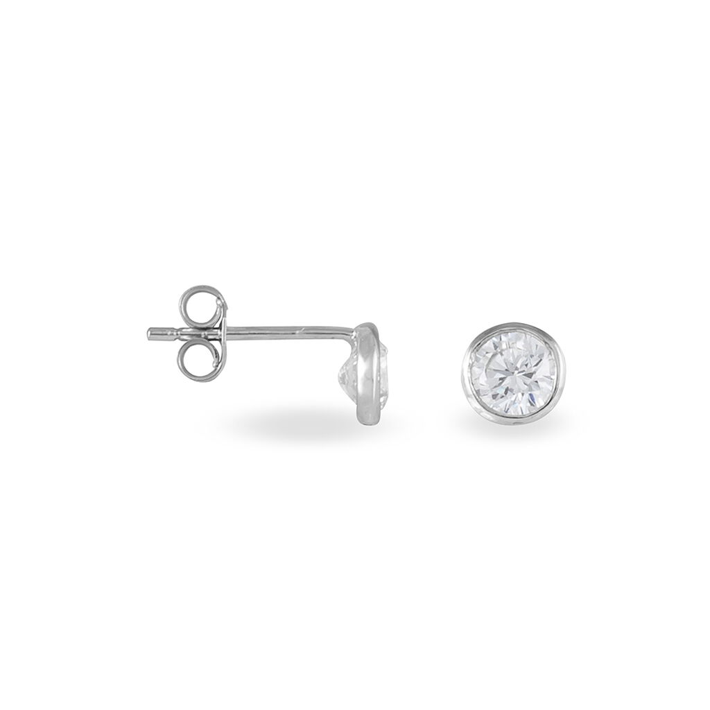 Damen Ohrstecker Weißgold 375 Zirkonia Elda Fassung Zarge  - Ohrstecker Damen | OROVIVO